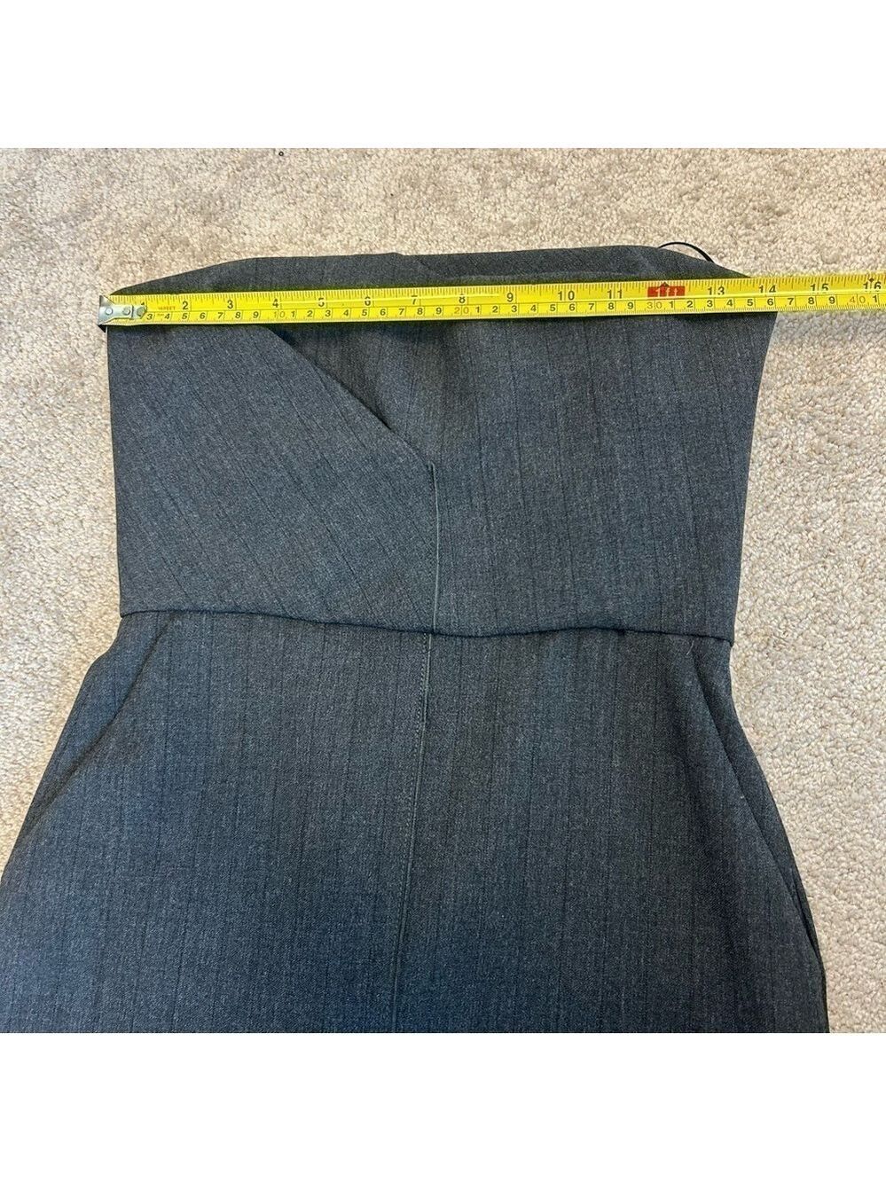Zara gray strapless midi pencil dress pockets slit Sz S NWT - Picture 15 of 17